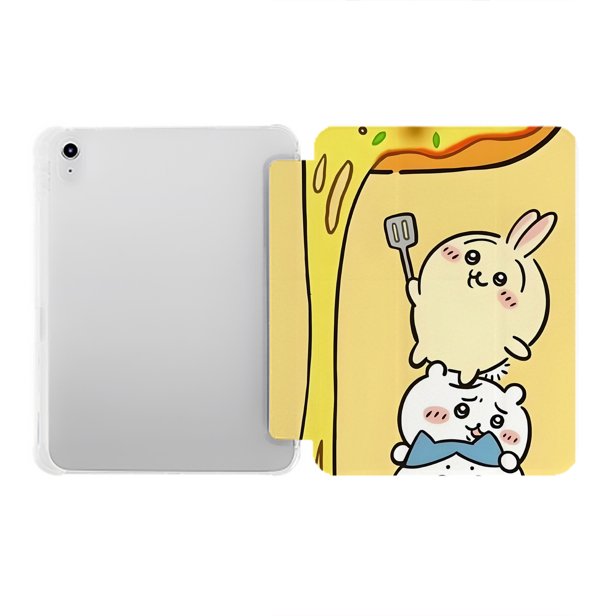 （画像用） ちいかわ Chii-kawa IPad ケース ペン収納付き 三つ折りスタンド PUレザー×シリコン 対応機種9.5/10.5/10.9インチ